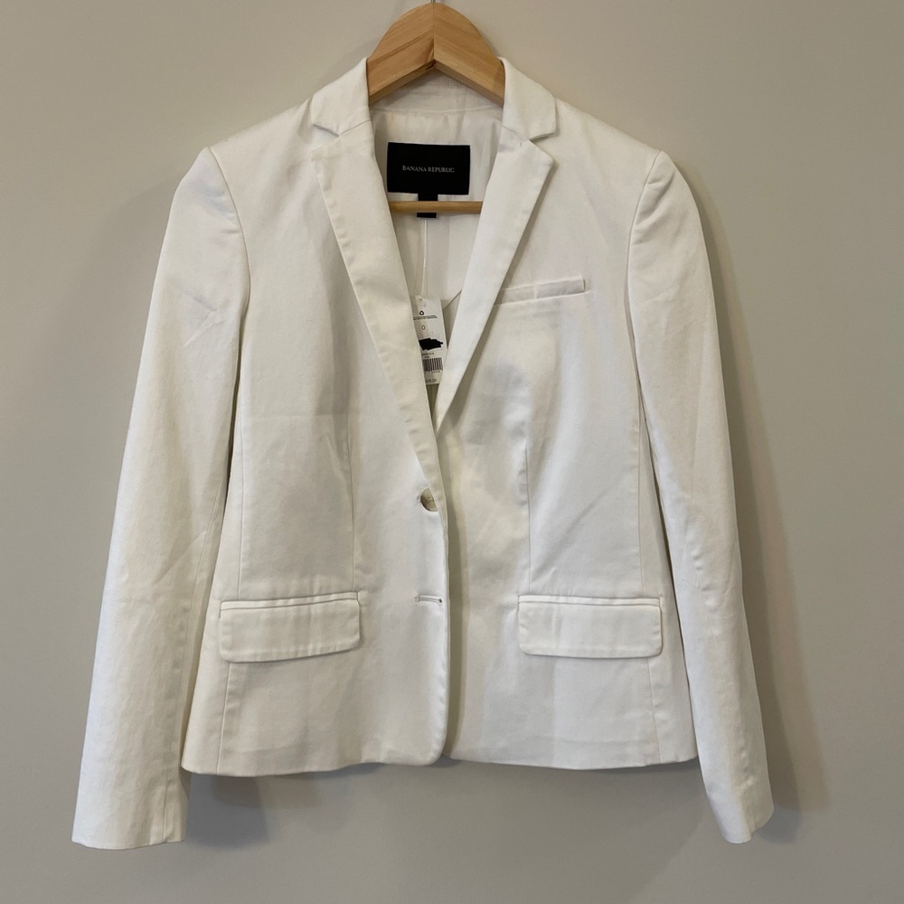Banana Republic White Cotton Blazer, size 0